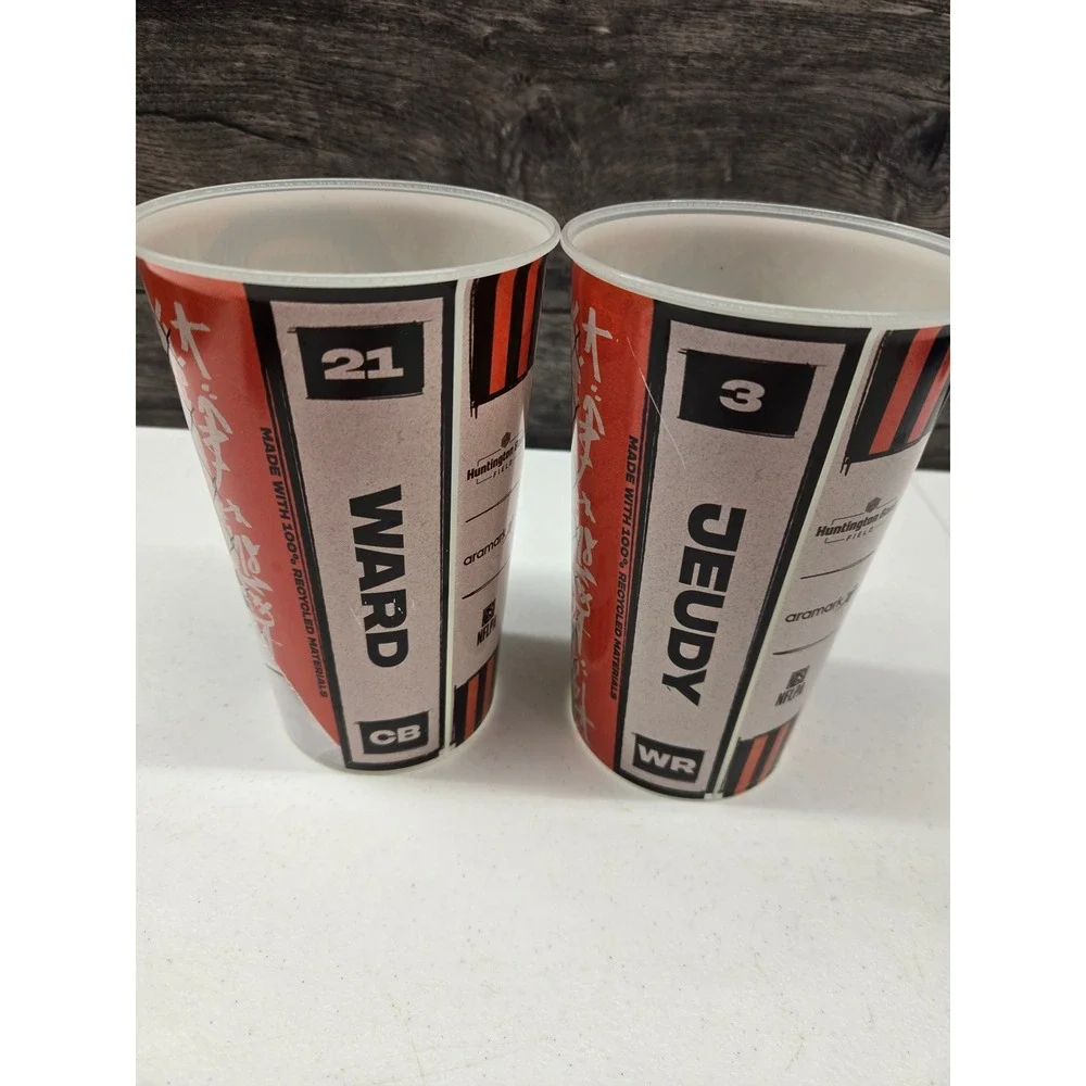 Cleveland Browns NFL Stadium Cups Set Denzel Ward Jerry Jeudy Reusable Tumblers
